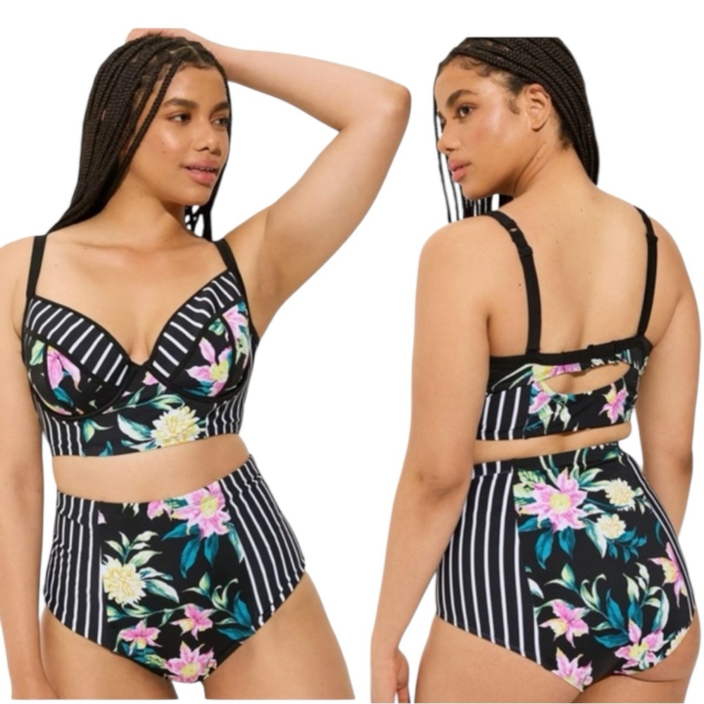 TORRID 2-Piece Swimsuit High Waist Shoreline Marble‎ Size 2 US 18-20